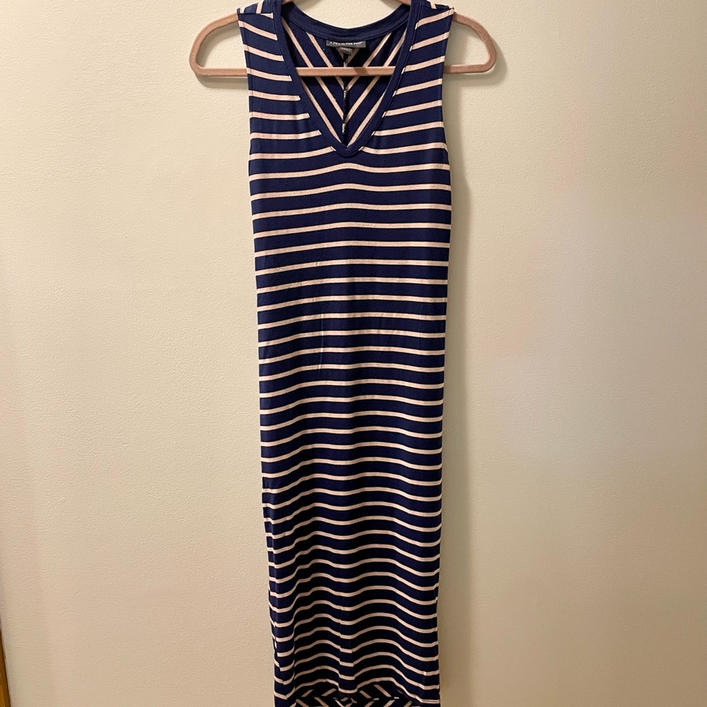Pink & Blue Striped Maternity Dress
